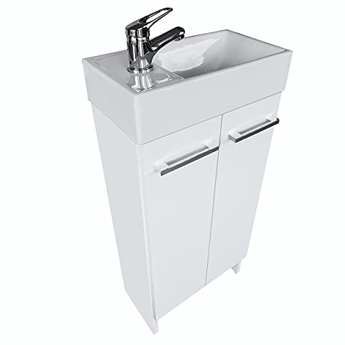 paplinskimoebel Waschtisch mit Unterschrank 81 cm x 40 cm x 22 cm, gäste wc waschbecken mit unterschrank - klein Schrank 40cm, badezimmerschrank (Weiß) von paplinskimoebel