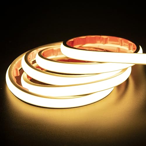 pcning COB LED Strip Aussenbereich Wasserdicht 220V 230V 2M Selbstklebend Warmweiss mit Stecker, 2 Meter IP67 LED Streifen Klebend (Warmweiss, 2) von pcning