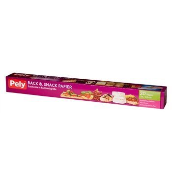 10 x Pely Back + Snack Papier/Backpapier (20 Bögen je 42 x 38 cm) Mikrowellen geeignet von pely