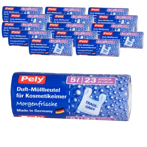 Pely Tragegriff Müllbeutel mit Duft, Vorteilspack (15 x 23 Stück) Für die hygienische Entsorgung in Küche & Bad von pely
