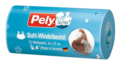 Pely Windelbeutel klimaneutralisiert 32 Stück, in blau, mit praktischen Tragegriff von pely