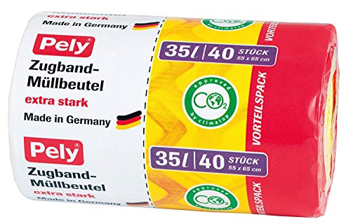 pely 8544 Müllbeutel 35 Liter mit Zugband 40 Stück Vorteilspack von pely