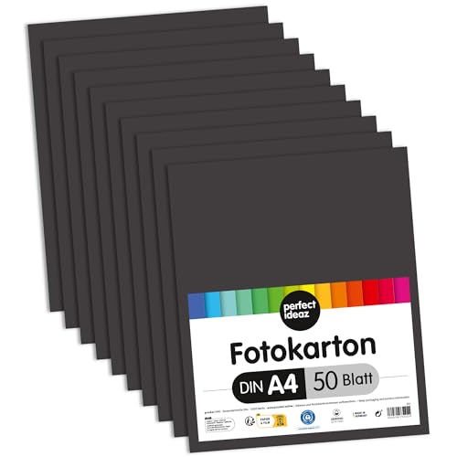 perfect ideaz • 50 Blatt Foto-Karton DIN-A4, Schwarz, 300 g/m², MADE IN GERMANY von perfect ideaz