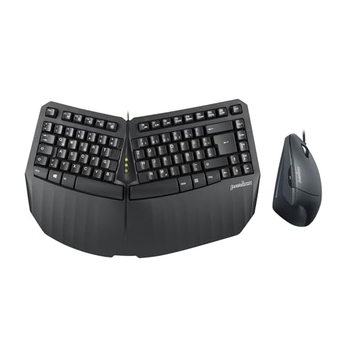 Perixx PERIDUO-413B - Kabelgebundene Ergonomische Kompaktastatur und Vertikale Maus mit geteiltem Layout für Natürliche Handhaltung, USB, DE QWERTZ Layout von Perixx