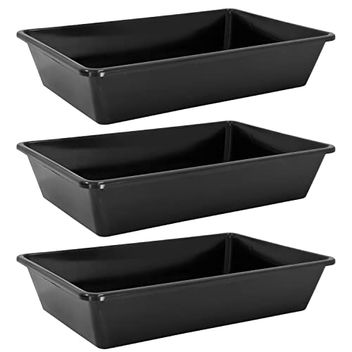 Petigi 3X Wanne aus Kunststoff Plastik Schüssel 20 L Staubbad Sandbad Plastikwanne Fusswanne Badewanne Kunststoffwanne eckig 60x40x12 cm Schwarz Aufbewahrung von Petigi