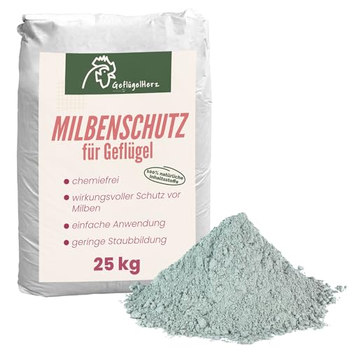 Petigi GeflügelHerz 100% natürlicher Milbenschutz 25kg Staubbad für Hühner Pulver gegen Milben Sandbad Trockenbad Milben-Puder Milbenmittel von Petigi