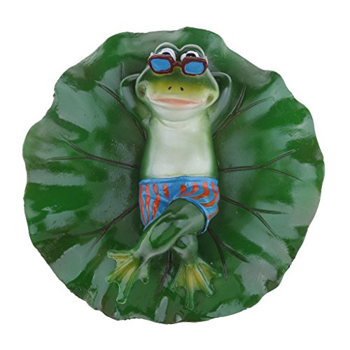 petsola Frosch Und Blatt Schwimmend Schwimmfrosch Teichdeko Miniteich Garten Teich - Liegend von petsola