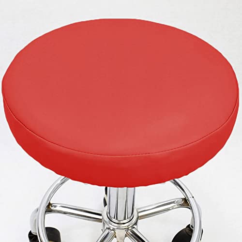 ping bu Set mit 2/4 runden Hockerbezügen, wasserdichter PU-Leder, Stuhlbezug für Zuhause/Küche/Bar/Büro (4-40 cm, rot) von ping bu