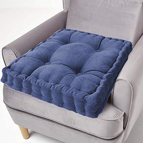 ping bu Sitzkissen, 100 % Baumwolle, 10 cm dick, groß, 50 cm, quadratisches Sitzkissen für Erwachsene, Stuhl, Sessel, Garten (50 x 50 cm, blau) von ping bu