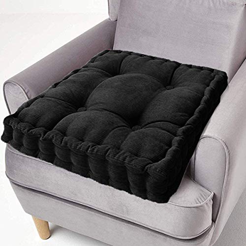 ping bu Sitzkissen aus Baumwolle, dick, quadratisch, 50 cm, für Sessel, Garten, Erwachsene (40 x 40 cm, schwarz) von ping bu