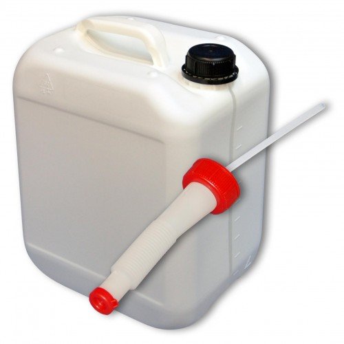 10 Liter Kanister Weiss + Ausgießer flexibel (DIN 45) von plasteo