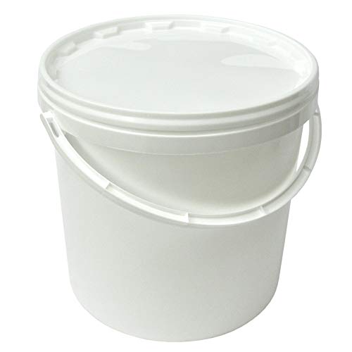 plasteo® 3 Stück 10 Liter Eimer mit Deckel weiß stabil stapelbar lebensmittelecht absolut dicht von plasteo