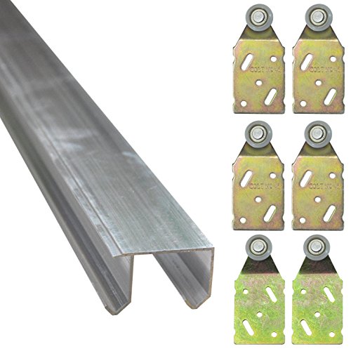 Doppel Laufschiene aus Aluminium in 3 verschiedenen Längen Führungsschiene (Komplett-Bausatz für 3 Türen mit 2.5m Schiene - 1 * 30129+4 * 30130A+2 * 30130B) von plasteo
