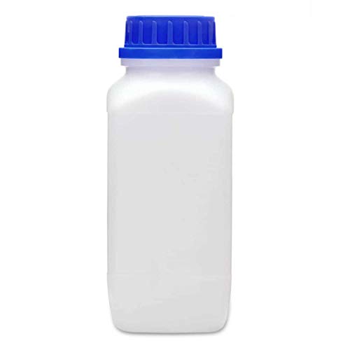 plasteo® 75x 1000 ml Weithalsflasche mit Schraubverschluss | Laborflasche Chemikalienflasche | lebensmittelecht mit Gefahrgutzulassung | absolut dicht spülmaschinengeeignet BPA-frei Plastikflasche von plasteo