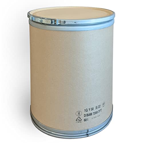 plasteo Das ÖKOFASS 60 Liter Fass Tonne Fibertrommel Deckelfass Papptrommel Container zur Aufbewahrung von Lebensmitteln BPA-Frei | Lebensmittelzulassung Gefahrgutzulassung komplett recycelbar von plasteo