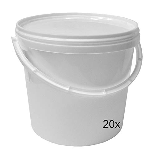 plasteo Plastikeimer Leereimer Kunststoffeimer Weiß | 5,10,20,30 Liter (20 St, 5 Liter) von plasteo