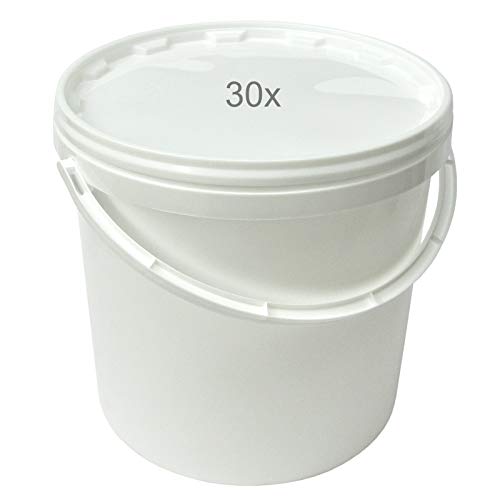 plasteo Plastikeimer Leereimer Kunststoffeimer Weiß | 5,10,20,30 Liter (30 St, 10 Liter) von plasteo