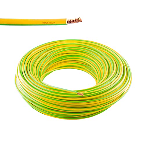 plenti SOLAR Erdungskabel PVC Verdrahtungsleitung grün gelb flexibel H07V K 10mm² Meterware von plenti SOLAR