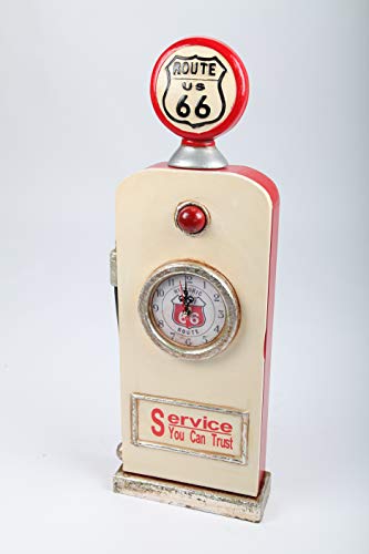 point home Design-Schlüsselschrank Zapfsäule mit Uhr, Retro, rot/weiß, 63cm von point home