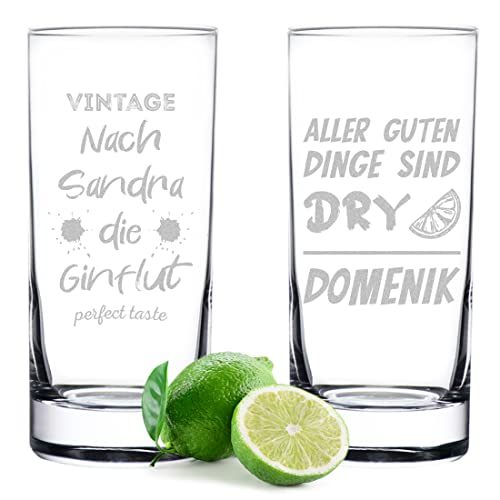 polar-effekt Gin Gläser 485 ml 2er-Set mit personalisierter Gravur - Trinkglas für Cocktails und Drinks - BPA-Frei und spülmaschinenfest - das perfekte Geschenk von polar-effekt