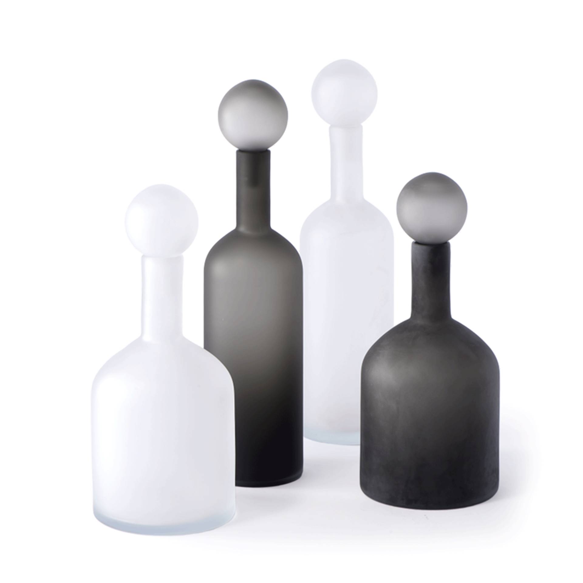 pols potten - Bubbles & Bottles Karaffe 4er Set matt - schwarz von pols potten