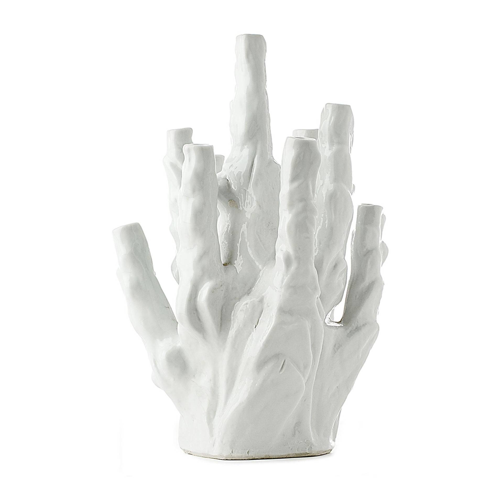 pols potten - Coral 10 Tulips Vase - weiß/glasiert/LxBxH 25x20x35cm von pols potten