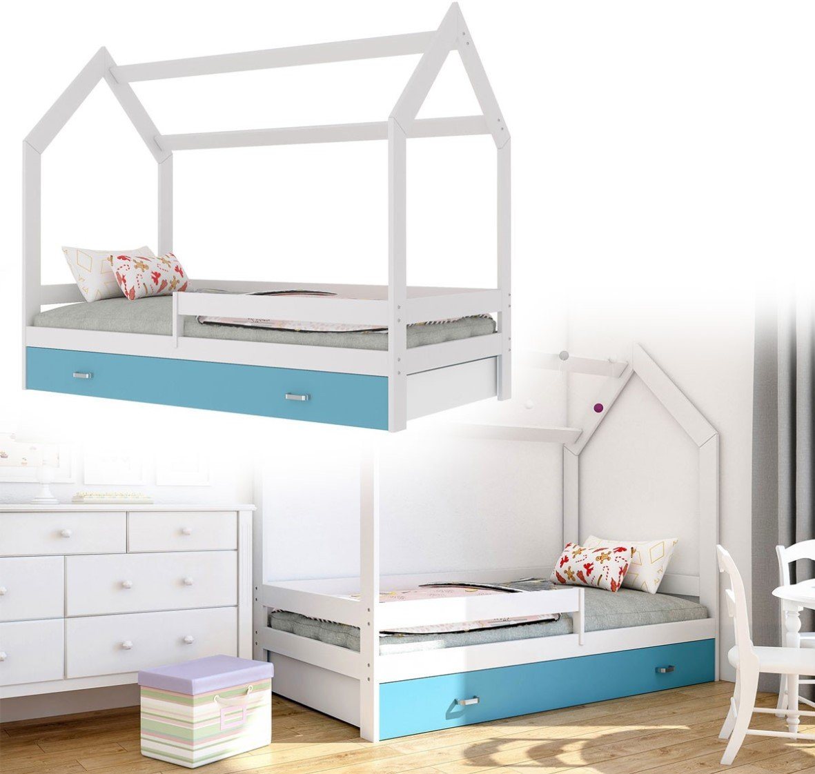pressiode Hausbett Kinderbett mit Schublade Hausbett Haus Holz Bettenkauf 160x80cm von pressiode