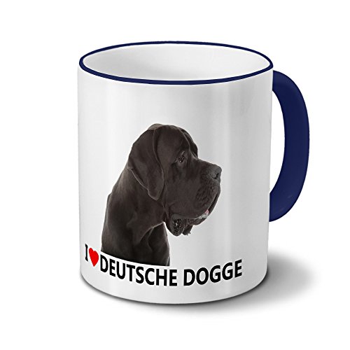 Hundetasse Deutsche Dogge - Tasse mit Hundebild Deutsche Dogge - Becher Blau von printplanet