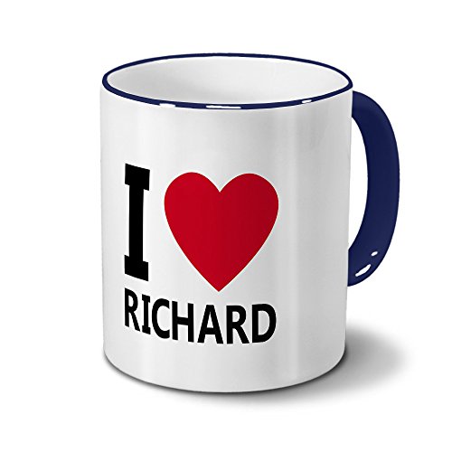 printplanet Tasse mit Namen Richard - Motiv I Love Richard - Namenstasse, Kaffeebecher, Mug, Becher, Kaffeetasse - Farbe Blau von printplanet