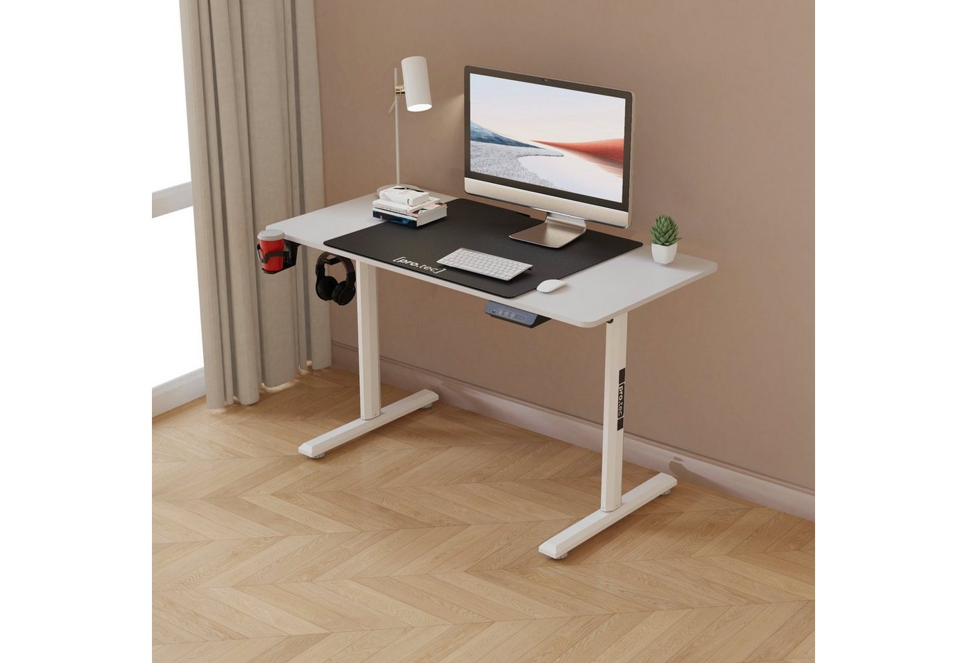 pro.tec Computertisch, »Pomona« Elektrisch Höhenverstellbarer Schreibtisch 110x60cm Weiß von pro.tec