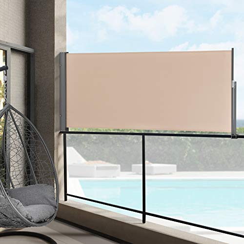 pro.tec Seitenmarkise 120 x 300 cm Sandfarben Sichtschutz Markise Sonnen- & Windschutz von pro.tec