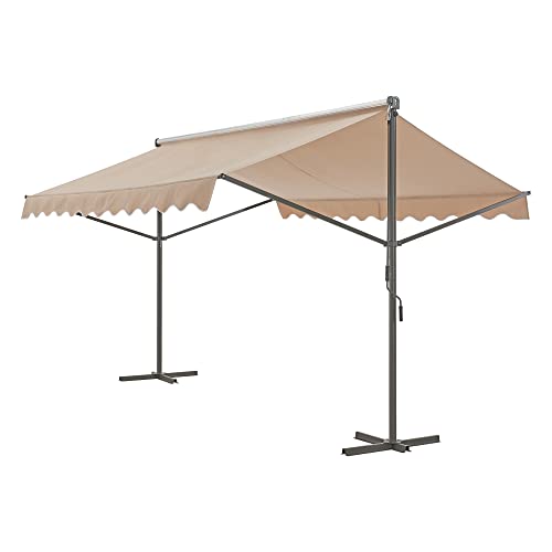 pro.tec Standmarkise Selenizza freistehende Markise 300x300x260cm Gartenmarkise Sonnenschutz Terrassenüberdachung Outdoor Terrasse Garten Balkon Sandfarben von pro.tec