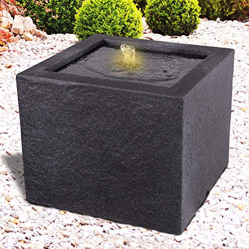 Gartenbrunnen Brunnen Zierbrunnen Zimmerbrunnen Springbrunnen Brunnen mit LED-Licht 230V Wasserfall Wasserspiel für Garten, Gartenteich, Terrasse, Balkon (Basalt MODERNA mit LED-Licht - 230V) von profi-pumpe.de