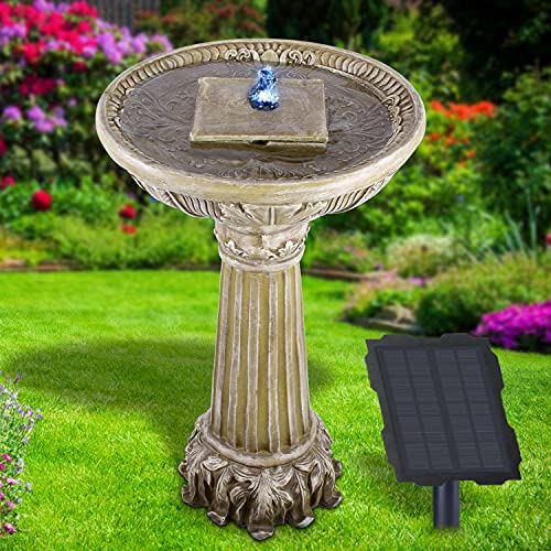 Solar Gartenbrunnen Brunnen Zierbrunnen Zimmerbrunnen Springbrunnen Brunnen mit LED-Licht und Li-Ion-Akku Wasserfall Wasserspiel für Garten, Gartenteich, Terrasse von profi-pumpe.de