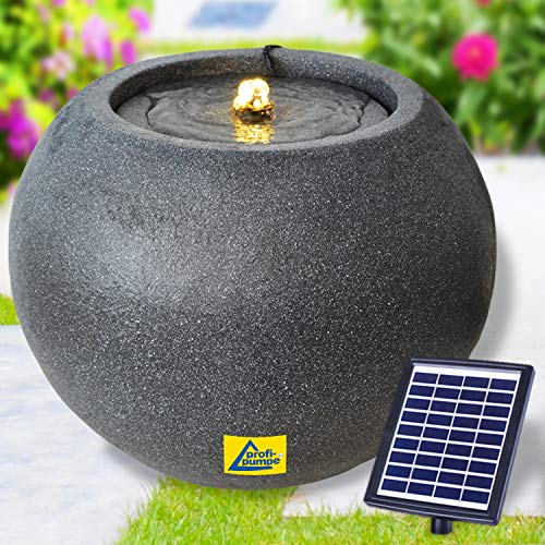 Solar Gartenbrunnen Brunnen Harmony mit LED-Licht, Solarbrunnen Zierbrunnen Wasserfall Gartenleuchte Teichpumpe für Terrasse, Balkon, mit Pumpen, mit Liion-Akku von profi-pumpe.de