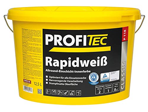 ProfiTec P118 Rapidweiß Profi Wandfarbe Innenfarbe matt hohe Deckkraft 5 Liter, weiß, 5 l (1er Pack) von ProfiTec