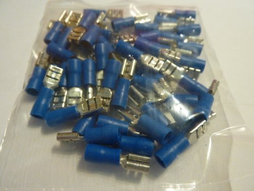profitec 50 Stück Kabelschuh Flachsteckhülse 4,8 mm blau für Kabel 1,5 mm² - 2,5 mm² von profitec