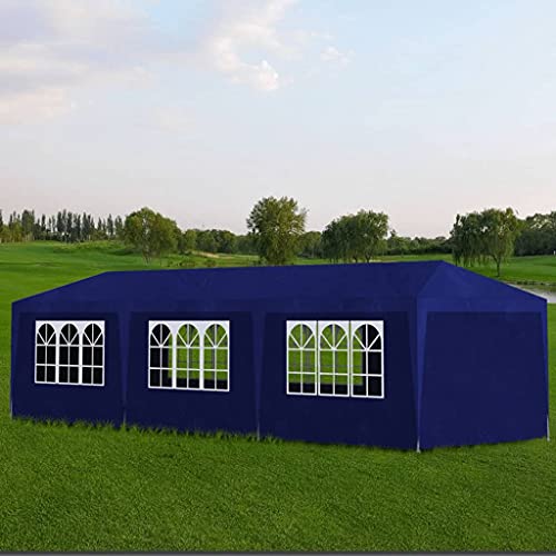 PURADAY Partyzelt 3x9 m Blau Festzelt Gartenpavillon Aufenthaltszelt Camping Tent Partyzelt Wasserdicht Stabil für Gartenpartys Und Verschiedene Outdoor-Aktivitäten von puraday