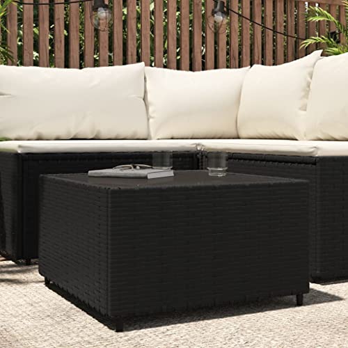 puraday Garten-Couchtisch Quadratisch Schwarz 50x50x30 cm Poly Rattan Terassenmöbel Außen Balkontisch Gartentisch Rattan Couchtisch Outdoor Rattan Couchtisch Niedriger Tisch Ratanmöbeln von puraday