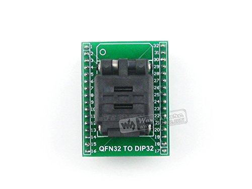 pzsmocn Clamshell Programming Connector/Converter/Adapter QFN32 to DIP32 (with PCB), 32-Pin, 0.5mm Pitch, Plastronics IC Test Burn-in Socket Adapter, Applied to QFN32, MLP32, MLF32 Packages. von pzsmocn