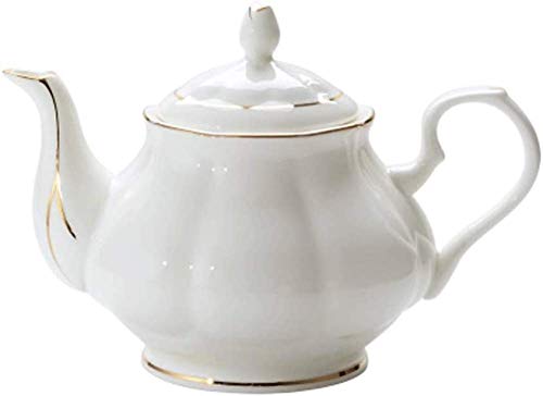 qiuqiu Große Teekanne aus weißem Porzellan Englische Teekanne im modernen Stil mit Ausgussfilter zum Aufbrühen von Loseblatt-Tee Keramik-Teeservice von qiuqiu