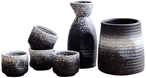qiuqiu Sake-Set Mit Wärmer, Japanische Traditionelle Keramik Mini Japanische Sake-Sets Mit Sake-Servierflasche, Sake-Flasche, 4-Sake-Tasse Und Wärmer Für Kochgeschäft, Restaurant, Zuhause von qiuqiu