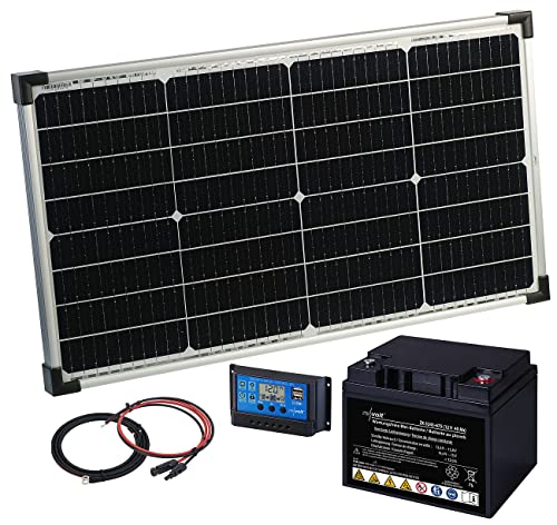 revolt Akkus mit Solarpanel: 60-Watt-Solarpanel mit PWM-Laderegler und Blei-Akku, 480 Wh, 30 A (Akkus mit Solarpanel Laden, Solarpanel mit Ladewandler) von revolt