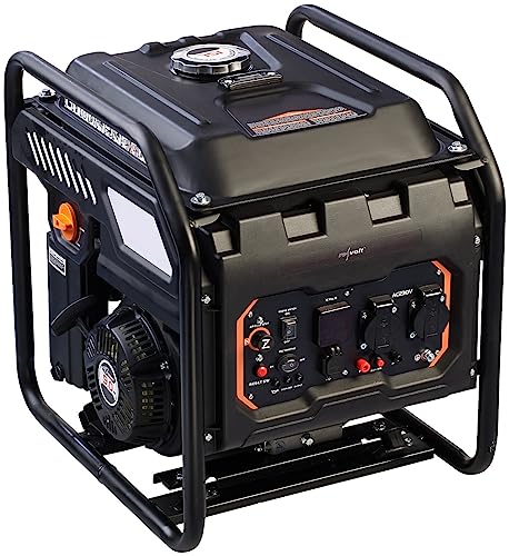 revolt Stromerzeuger: Benzin-Inverter-Generator, Display, 5.500W, 2x 230V, 1x 12V, 2x USB (Inverter Stromgenerator, Strom Generator, Wechselrichter) von revolt