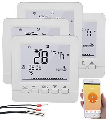 revolt Temperaturregler: 4er-Set WLAN-Thermostate für Fußbodenheizung, für Siri, Alexa & GA (Raum Thermostat Fußbodenheizung, Fussbodenthermostat, Temperaturfühler) von revolt