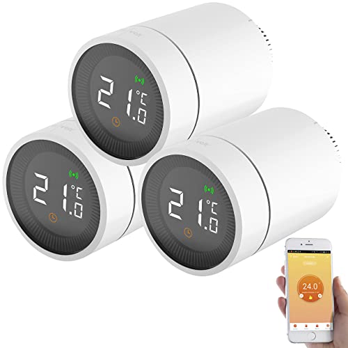 revolt Thermostat ZigBee: 3er-Set smarte Heizkörperthermostate mit App- und Sprachsteuerung (Thermostatventil, Smart Home Thermostat, Programmierbare) von revolt