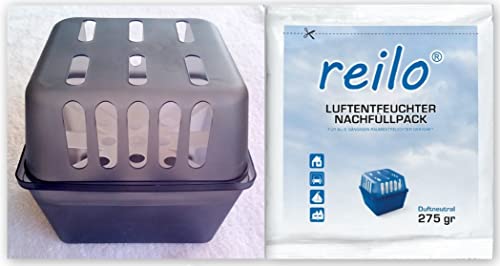 2x Raumentfeuchter Box mit 10x 275g "reilo" Luftentfeuchter Granulat (Calciumchlorid) im Vliesbeutel von reilo
