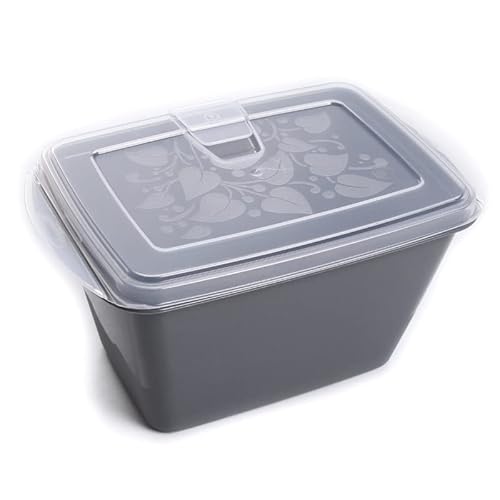 rg-vertrieb Frischhaltedosen Aufbewahrungsbox Mikrowelle Behälter Box Dosen Lebensmittelbehälter mit Deckel und Mikrowellenventil (0, 9L-5 Stück), Grau von rg-vertrieb