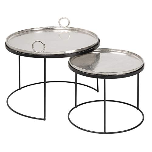 Riess Ambiente 2er Set Couchtische Elements 62cm Silber mit Abnehmbarer Tischplatte Wohnzimmertisch Tisch Tischset von Riess Ambiente