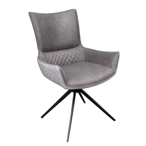 Riess Ambiente Drehbarer Design Stuhl Alpine grau hellgrau Armlehnen Schwarze Metallbeine, Esszimmerstuhl mit Drehfunktion von Riess Ambiente